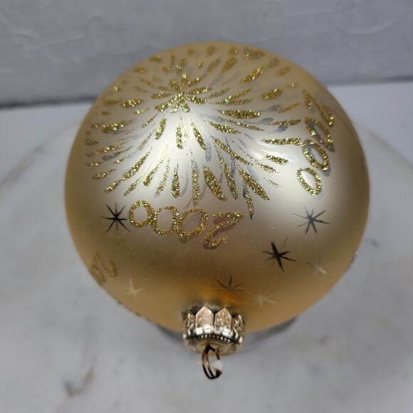 Vtg Radko 2000 Millennium Ball Ornament 4" Gold Glitter Christmas Holiday Decor - Picture 5 of 13